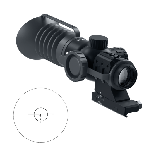 Immersive Optics -5x24 Prismatic Scope - MilDot Rapid w MOA Adjustable Mounts