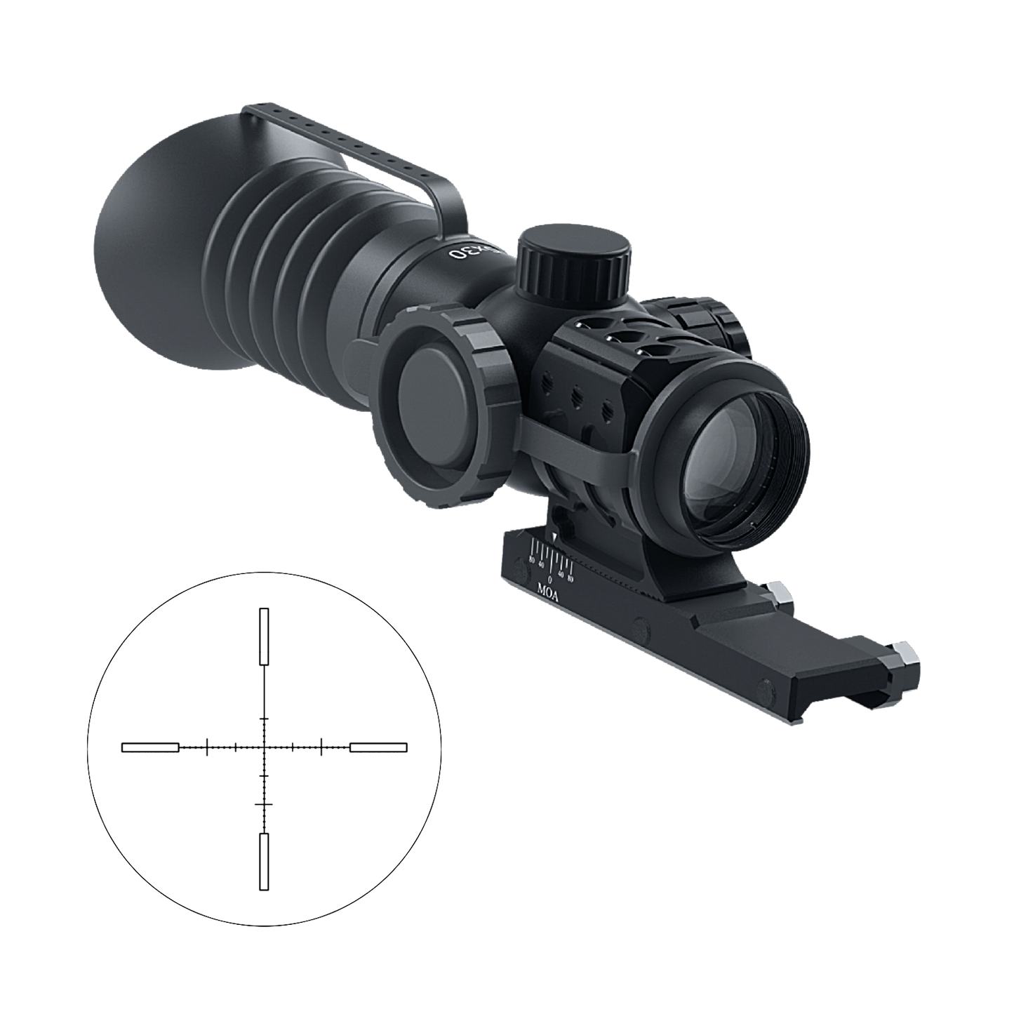 Immersive Optics -5x30 Prismatic Scope - MilDot w MOA Adjustable Mounts