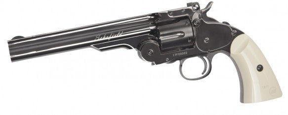 ASG SCHOFIELD 6" AIRGUN - PLATED STEEL GRAY & IVORY GRIP 4.5mm BB