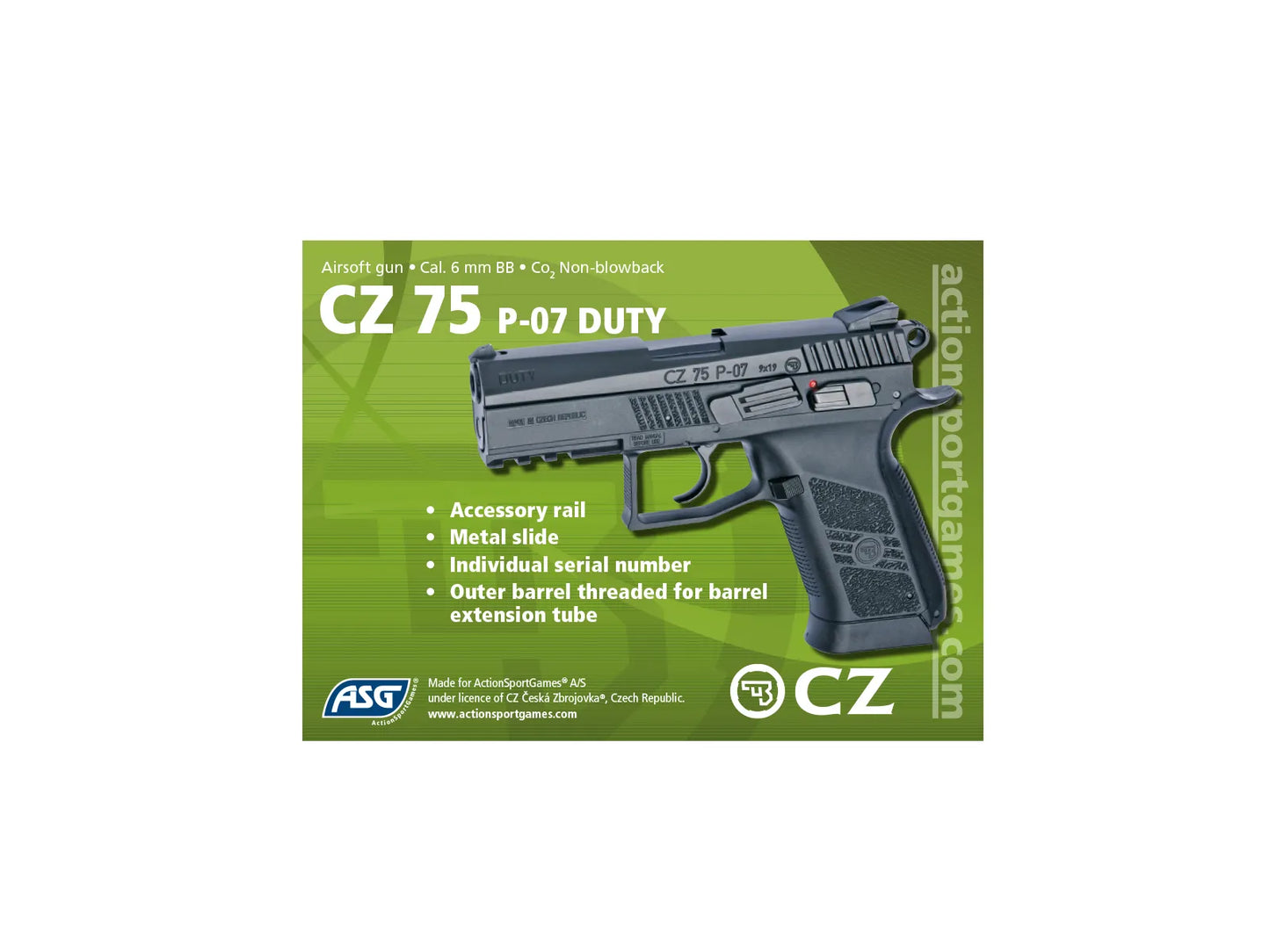 ASG CZ 75 P-07 DUTY CO2 Non Blowback 6mm BB AIRSOFT PISTOL.