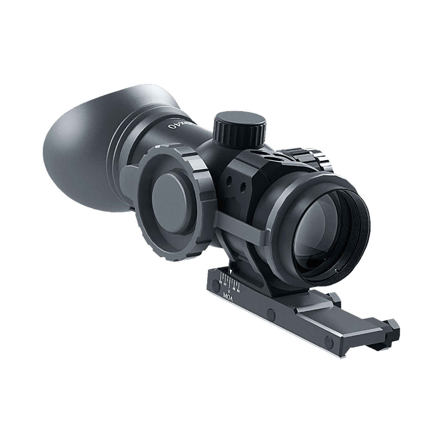 Immersive Optics - 10x40 Prismatic Scope - MilDot Extended w MOA Adjustable Mounts