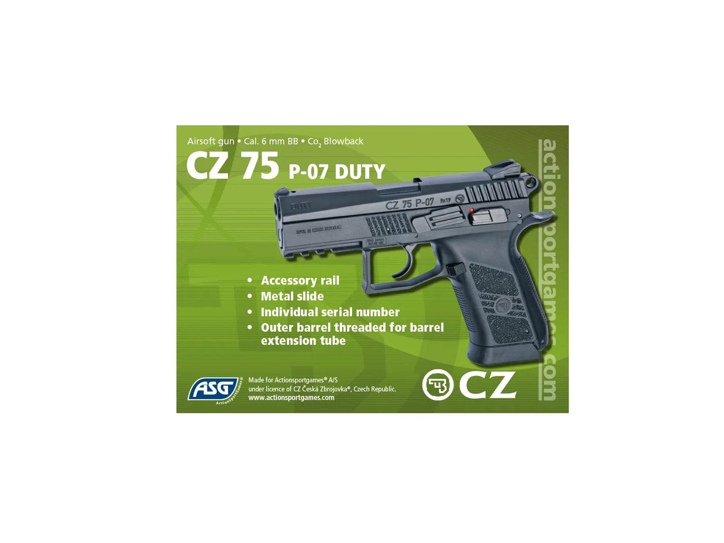 ASG CZ 75 P-07 DUTY CO2 Blowback 6mm BB AIRSOFT PISTOL