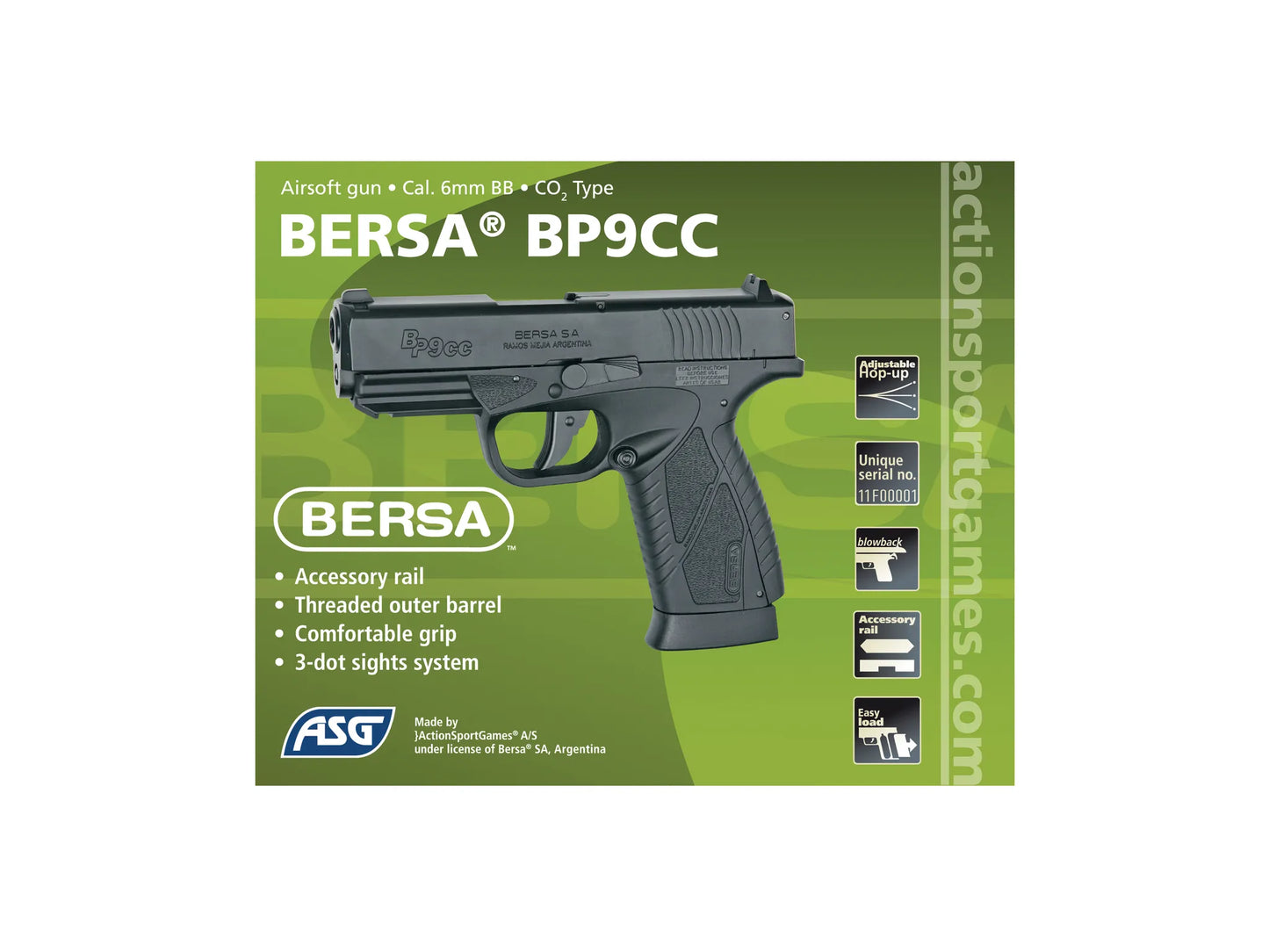 ASG BERSA BB9CC CO2 BLOWBACK 6mm BB AIRSOFT PISTOL