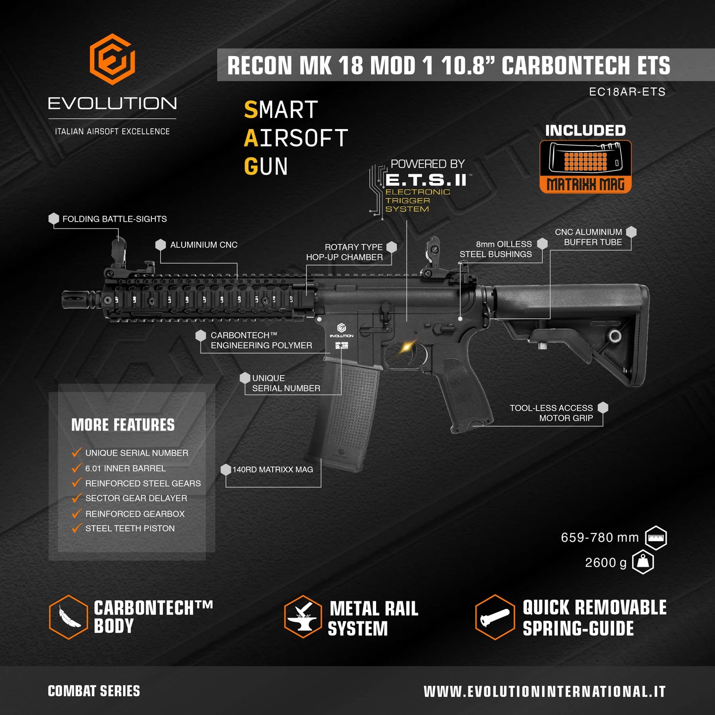 EVOLUTION RECON MK18 MOD 1 10.8" CARBONTECH ETS